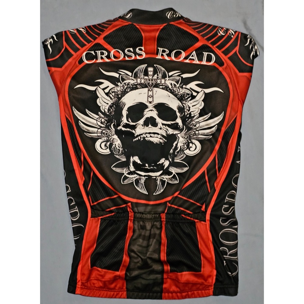 FixGear Cyclist Jersey Large Crossroad Skull Print Full Zip Short Sleeve - Picture 4 of 6